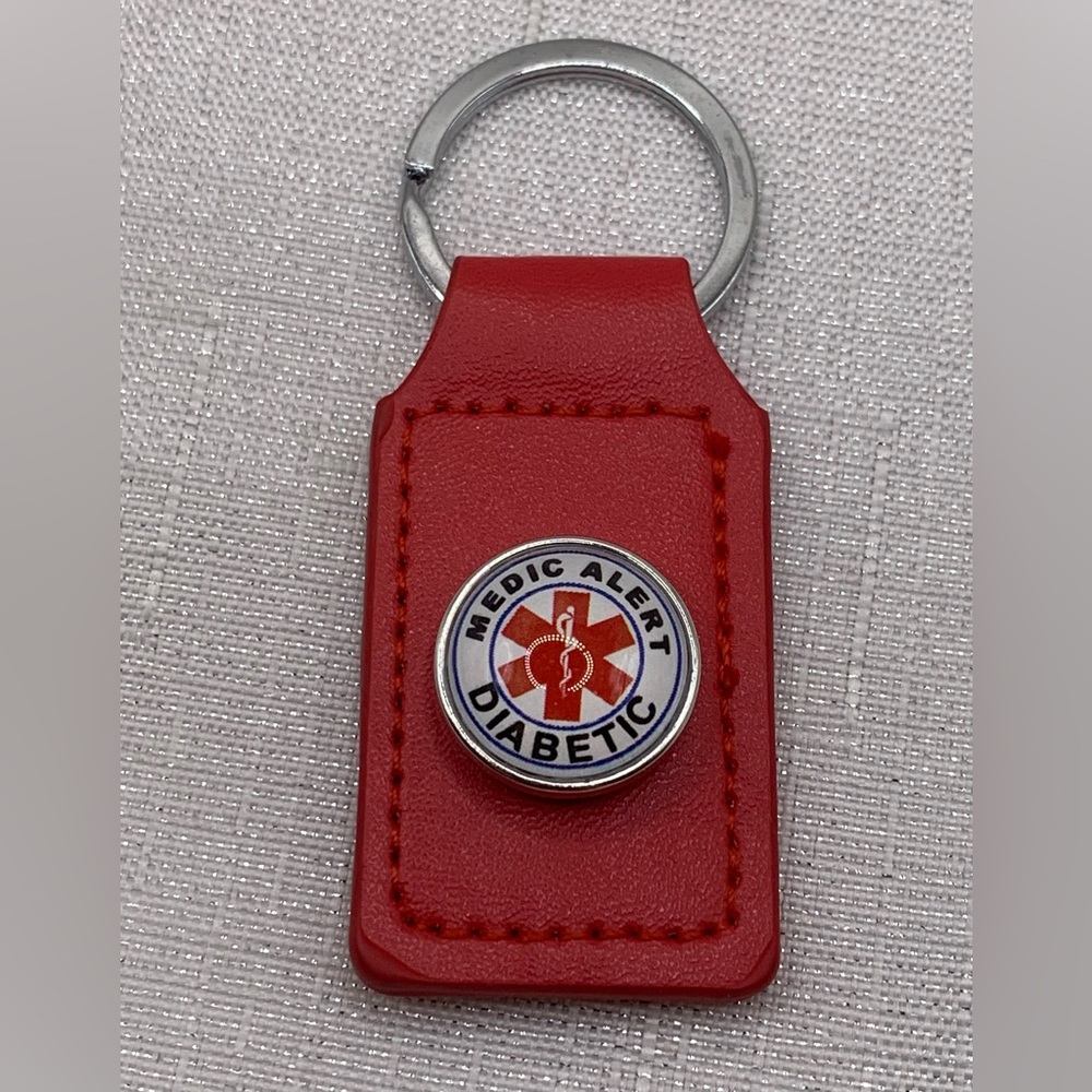 Diabetic Medical Alert Snap Button Charm Keychain